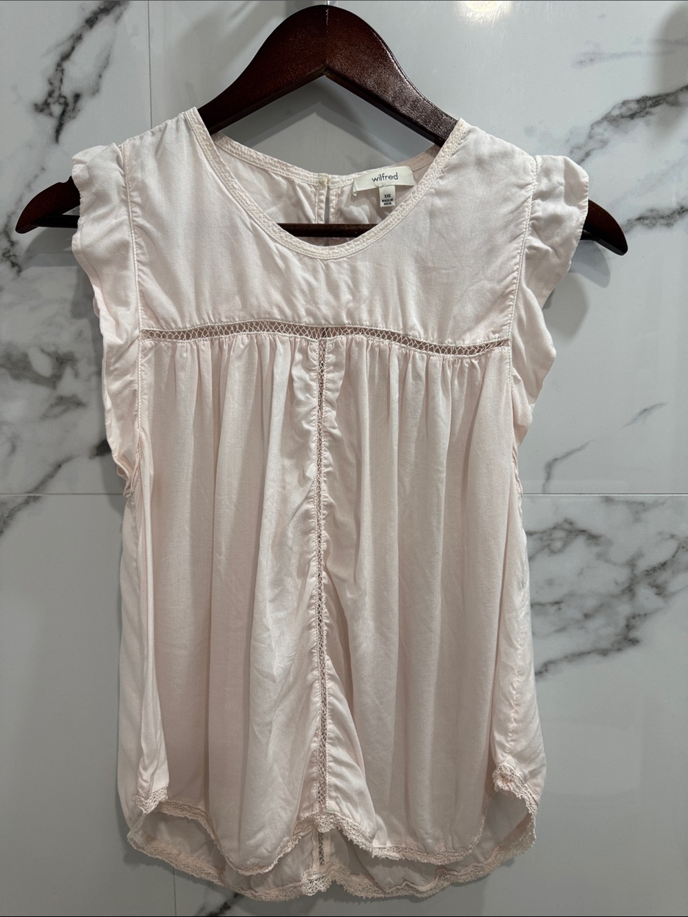 Wilfred Blush Cap-Sleeve Lace-Trim babydoll Blouse (xxs)